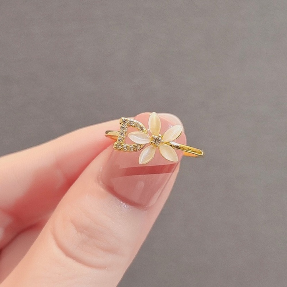 18K Gold Plated Adjustable Flower Ring for Women